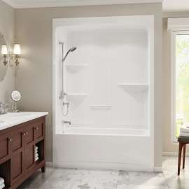 Camelia TSR-6032 AFR Acrylic Alcove Left-Hand Drain One-Piece Tub Shower in White