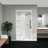 Camelia SHR-4834 Acrylic Alcove Center Drain Left Molded Seat One-Piece Shower in White