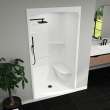Camelia SHR-4834 Acrylic Alcove Center Drain Right Molded Seat Three-Piece Shower in White