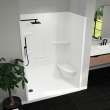 Camelia SH-6034 Acrylic Alcove Left-Hand Drain Right Molded Seat One-Piece Shower in White