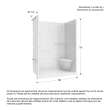 Camelia SH-6034 Acrylic Alcove Left-Hand Drain Right Molded Seat Two-Piece Shower in White