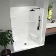 Camelia SH-6034 Acrylic Alcove Center Drain Left and Right Molded Seat One-Piece Shower in White