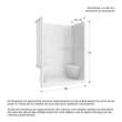 Camelia SH-6034 Acrylic Alcove Center Drain Left and Right Molded Seat Two-Piece Shower in White