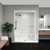 Camelia SHR-6034 Acrylic Alcove Center Drain Left and Right Molded Seat One-Piece Shower in White