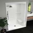 Camelia SHR-6034 Acrylic Alcove Center Drain Left and Right Molded Seat Three-Piece Shower in White