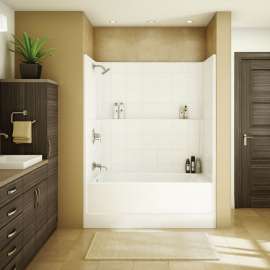 TSTEA Plus 60 x 32 AcrylX Alcove Left-Hand Drain One-Piece Tub Shower in White
