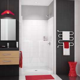 SST42 42 x 34 AcrylX Alcove Center Drain One-Piece Shower in White
