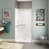 OPS-3636 - L-Shaped Grab Bar AcrylX Alcove Center Drain One-Piece Shower in White