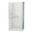 OPS-3636 - L-shaped and Vertical Grab Bar AcrylX Alcove Center Drain One-Piece Shower in White