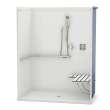 OPS-6036 ADA Compliant (with Seat) AcrylX Alcove Center Drain One-Piece Shower in White