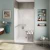 OPS-4248 - California Title 24 Grab Bar and Seat AcrylX Alcove Center Drain One-Piece Shower in White
