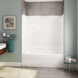 OPTS-6032 - Base Model AcrylX Alcove Left-Hand Drain One-Piece Tub Shower in White