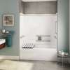 OPTS-6032 - ANSI Grab Bars and Seat AcrylX Alcove Left-Hand Drain One-Piece Tub Shower in White