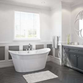 Orchestra 6032 AcrylX Freestanding Center Drain Bathtub in White with White Skirt