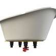 Orchestra 6032 AcrylX Freestanding Center Drain Bathtub in White with Sterling Silver Skirt