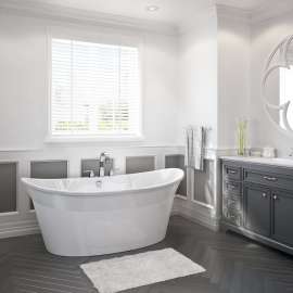 Orchestra 6636 AcrylX Freestanding Center Drain Bathtub in White with White Skirt