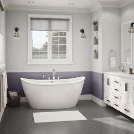 Delsia 6032 AcrylX Freestanding Center Drain Bathtub in White with White Skirt