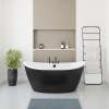 Delsia 6032 AcrylX Freestanding Center Drain Bathtub in White with Black Skirt