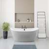 Delsia 6032 AcrylX Freestanding Center Drain Bathtub in White with Sterling Silver Skirt
