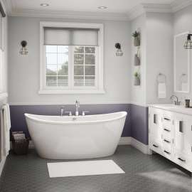Delsia 6636 AcrylX Freestanding Center Drain Bathtub in White with White Skirt