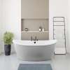 Delsia 6636 AcrylX Freestanding Center Drain Bathtub in White with Sterling Silver Skirt