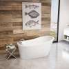 Ariosa 6032 Acrylic Freestanding End Drain Bathtub in White with White Skirt