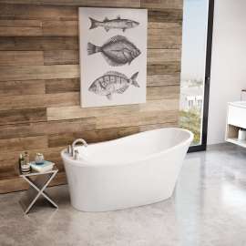 Ariosa 6032 Acrylic Freestanding End Drain Bathtub in White with White Skirt