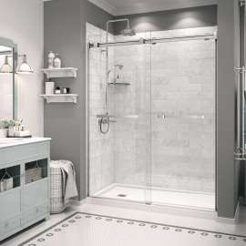 Zone Square 60 x 32 Acrylic Alcove or Corner Shower Base with Left-Hand Drain in White