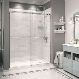 Zone Square 60 x 32 Acrylic Alcove or Corner Shower Base with Right-Hand Drain in White