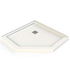 Neo-Angle Base 38 Acrylic Corner Left or Right Shower Base with Corner Drain in White