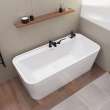 Oberto 6731 Acrylic Freestanding Center Drain Bathtub in White with White Skirt