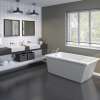 Elinor 6032 AcrylX Freestanding End Drain Bathtub in White with Sterling Silver Skirt