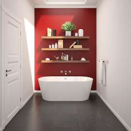 Lorca 6731 Acrylic Freestanding Center Drain Bathtub in White with White Skirt