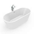 Lorca 6731 Acrylic Freestanding Center Drain Bathtub in White with White Skirt