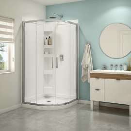 Sakura Acrylic Shower Kit in White with Clear glass in Chrome