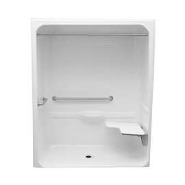 MX QSI-6430-BF 0.875 in. Acrylic Alcove Center Drain One-Piece Shower in White