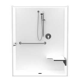 MX QSI-6233-BF 0.75 in. AcrylX Alcove Center Drain One-Piece Shower in White
