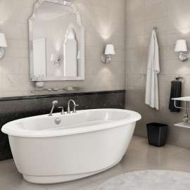 Souvenir Acrylic Freestanding Center Drain Bathtub in White