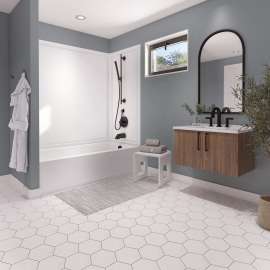 Effika 6030 Polystyrene Glue Up Three-Piece Tub Wall Surround in White
