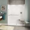 OPS-6030-RS - ANSI Grab Bar and seat AcrylX Alcove Center Drain One-Piece Shower in White