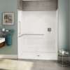 OPS-6036 - ANSI Grab Bar AcrylX Alcove Center Drain One-Piece Shower in White