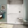 OPS-6036-RS - ANSI Grab Bar and seat AcrylX Alcove Center Drain One-Piece Shower in White