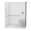 OPS-6036-RS - ANSI Grab Bar and seat AcrylX Alcove Center Drain One-Piece Shower in White