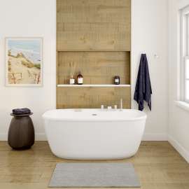 Odetta 58 x 32 AcrylX Freestanding Center Drain Bathtub in White with White Skirt