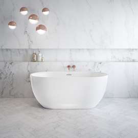 Tosca 5932 Acrylic Freestanding Center Drain Bathtub in White with White Skirt