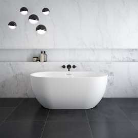 Tosca Matte 5932 Acrylic Freestanding Center Drain Bathtub in Matte White with Matte White Skirt