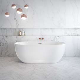 Tosca 6732 Acrylic Freestanding Center Drain Bathtub in White with White Skirt