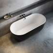 Tosca 6732 Acrylic Freestanding Center Drain Bathtub in White with Black Skirt