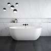 Tosca Matte 6732 Acrylic Freestanding Center Drain Bathtub in Matte White with Matte White Skirt