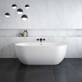 Tosca Matte 6732 Acrylic Freestanding Center Drain Bathtub in Matte White with Matte White Skirt